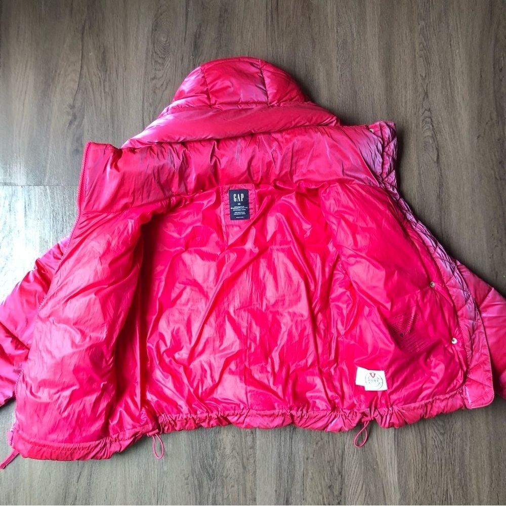 GAP Big Puff Cropped Jacket Women’s XS Neon Hot Pink Bright Statement Dopamine - Picture 4 of 12
